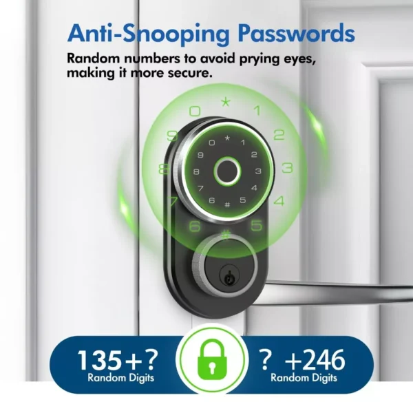 Tuya front door Bluetooth electronic smart lock  fingerprint lock  keyless entry lock  smart digital lock with Bluetooth and APP control  easy to tall  black