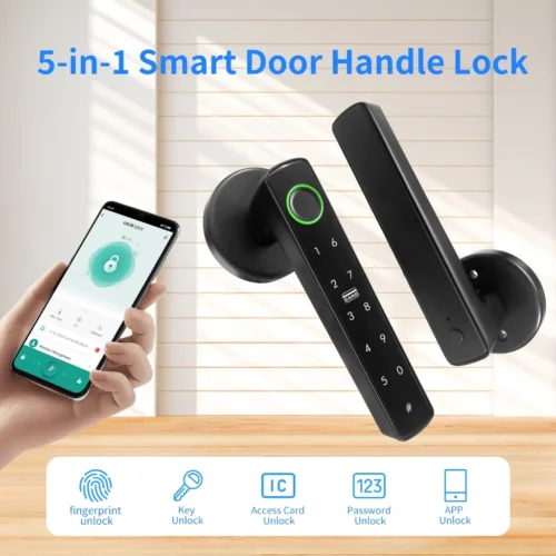 cn-11134207-7ras8-mcagrp5vl2j16c.webp Tuya Bluetooth APP Smart Fingerprint Door Lock With Password Mechanical Key Unlocking For Wooden Door Single Handle Smart life