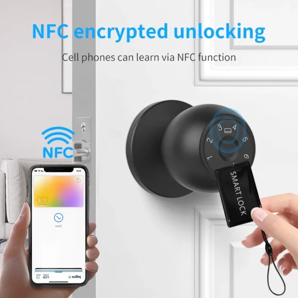 5 in 1 Keyless Entry Smart Lock  Fingerprint  Card  Password  Key   Tuya App Control for Home   Office