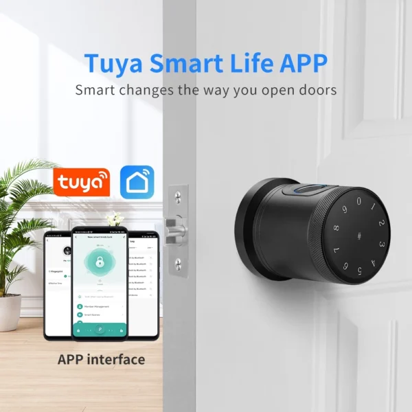 The Tuya Bluetooth digital door lock can be manually talled and unlocked in 5 ways using the Tuya app or Smart Life app