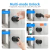 The Tuya Bluetooth digital door lock can be manually talled and unlocked in 5 ways using the Tuya app or Smart Life app