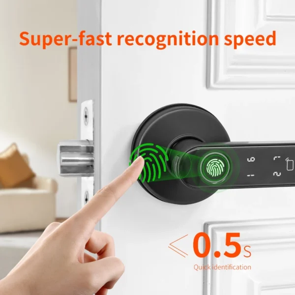 Tuya Bluetooth APP Intelligent Fingerprint Five in One Door Lock With Password Mechanical Key Unlocking Wooden Door Single Handle Smart life