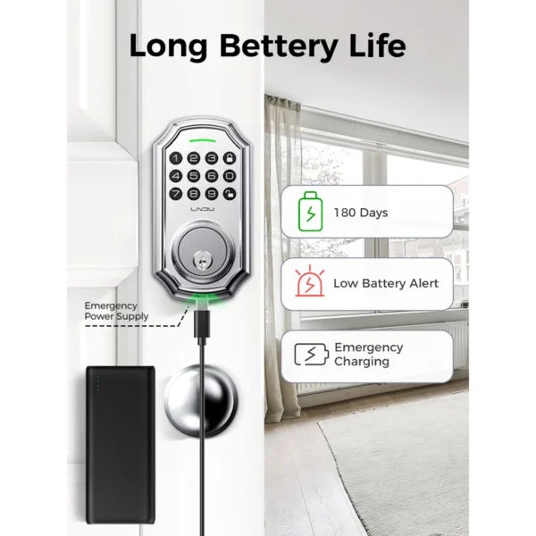 cn-11134207-820l4-mln5603nv28531.webp Keyless Entry Door Lock Deadbolt with Handle Set 100 Code Front Keypad with Handle Electronic Keypad Deadbolt with 2 Knob One Touch Lock Auto Lock Easy to tall D180
