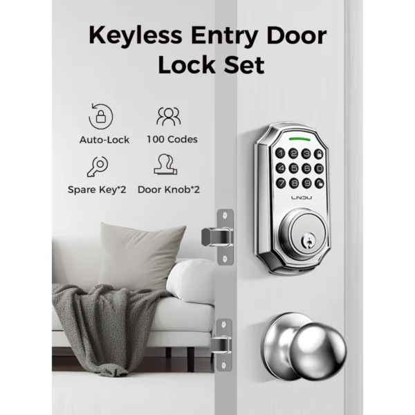 cn-11134207-820l4-mln5603nwgsl87.webp Keyless Entry Door Lock Deadbolt with Handle Set 100 Code Front Keypad with Handle Electronic Keypad Deadbolt with 2 Knob One Touch Lock Auto Lock Easy to tall D180