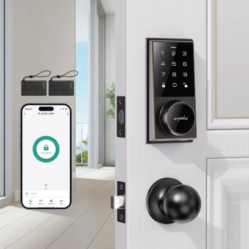Keyless Entry Door Lock with 100 Codes   Electronic Keypad Deadbolt for Front Door   Electronic Door Lock with Anti Peeping Password   Touch Locking Auto Lock   AL301