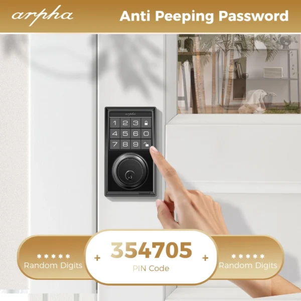 Keyless Entry Door Lock   Electronic Keypad Deadbolt Lock with 100 Codes   Smart Door Locks Deadbolt for Front Door   16 Anti Peeping Passwords   Auto Lock One Touch Lock   D100