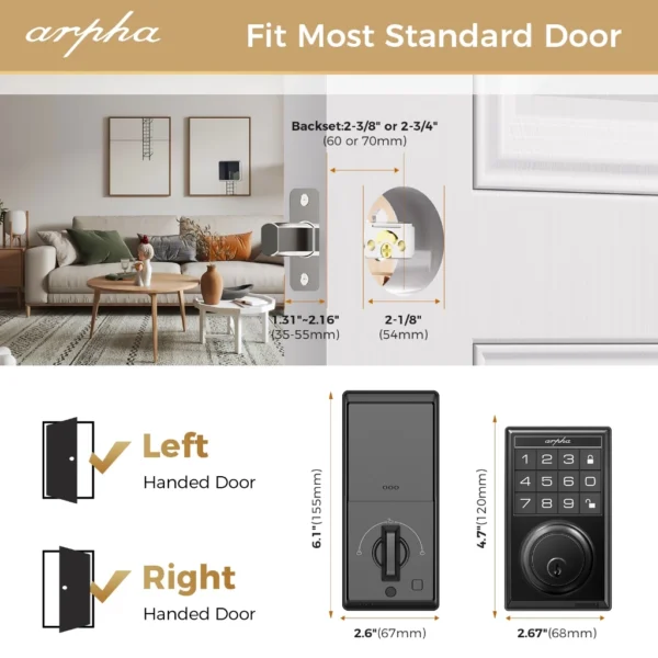 Keyless Entry Door Lock   Electronic Keypad Deadbolt Lock with 100 Codes   Smart Door Locks Deadbolt for Front Door   16 Anti Peeping Passwords   Auto Lock One Touch Lock   D100