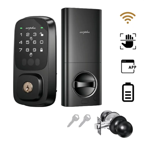Keyless Entry Door Lock  Palmar Vein Recognition Deadbolt Built in WiFi  Google Assistant  App Control  Voice Control  NFC Two styles of door handles SP300