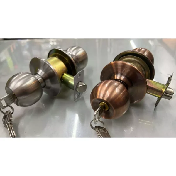 Tombol Pintu Lock Bulat   Door Knock Keyed   Door Lock Round Lock   Brown   Silver