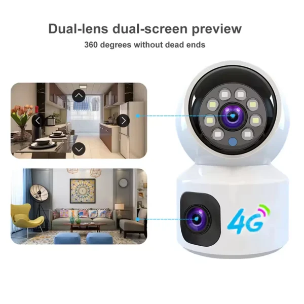 V380 Pro Dual Lens 5MP Wireless CCTV Camera 4G Wifi Sim Card 360  Connect to Cellphone Night Vision Using