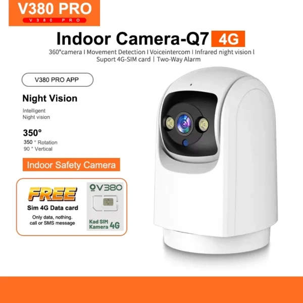 V380 PRO Cctv Q7 Smart 4G Camera CCTV Home Security Camera 360  HD 1080P Wifi CCTV Indoor Night Vision