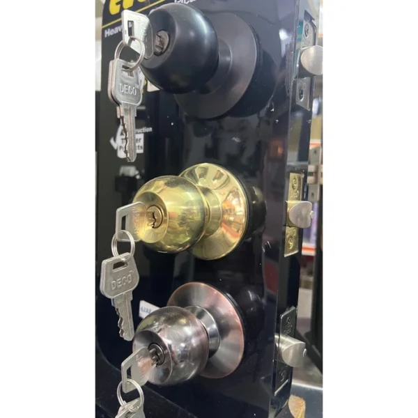 DECO High Quality Door Knock Brass Keyed Black   Gold   Brown   Silver  Tombol Pintu Lock Bulat Berkualiti Heavy Duty
