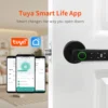 Tuya Bluetooth APP Intelligent Fingerprint Five in One Door Lock With Password Mechanical Key Unlocking Wooden Door Single Handle Smart life