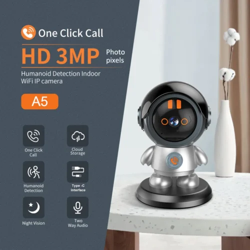 Smart Robot WiFi CCTV Camera with Auto Tracking  Night Vision   Mobile Remote   USB Powered    Perfect for Home Security   Monitoring  Baby Security Camera